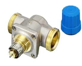 Bagfra set Danfoss RA-C 20 køleventil med synlige indstillingsdetaljer og 1/2" tilslutninger.