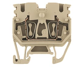 Weidmüller Blokklemme ZDUB 2.5-2/4AN/TS15 Mini i beige med fire fjederterminaler til TS 15 skinne.