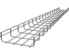 Legrand Cablofil CF gitterbakke i varmgalvaniseret stål, 54x200x3000mm, set fra siden med fokus på metalgitterkonstruktion.