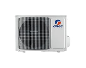 Gree Amber 12K luft til luft varmepumpe udendørsenhed i hvid med Gree logo, frontgitter og hvide fødder.
