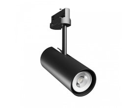 Sort Madara Libra GU10 skinnespot fra SpectrumLED vist i en let vinklet position, monteret på skinne.