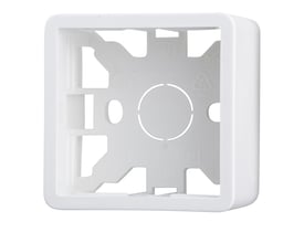 E-Line hvidt underlag til afbryder, 52x52x30mm, fremstillet af halogenfrit materiale til indendørs brug.