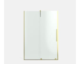 Strømberg Faro 22 skydedør til niche i klart 8 mm glas med messingfinish, set forfra.