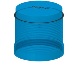 Siemens 8WD4 signallampe med integreret blå LED, 70mm diameter og 24V, ideel til industrielle anvendelser.