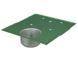 Grønt metalbord med integreret vandkop fra Scantool, designet til Slibette 6/8/HS3 slibemaskine.