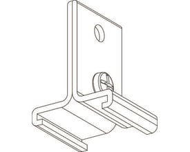Tegning af Nordic Aluminium Global 3F SKB 16-1, et kort gråt wirebeslag med en opret plade og rillet beslagarm.