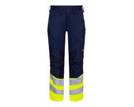 Engel arbejdsbukser 2546-314 i blå/gul High-Vis klasse 1, størrelse 84, med reflekser og praktiske lommer.