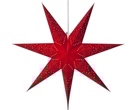 Star Trading Sensy papirstjerne, rød, 60 cm, isoleret på hvid baggrund, klar til ophængning.