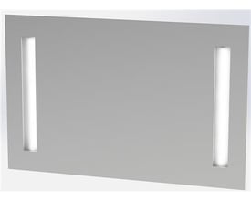 Loevschall Godhavn spejl med LED lys, 100x65 cm, med to lodrette lysfelter i siderne på en grå baggrund.