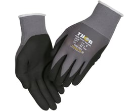 Boisen Safety Thor Flex touch montagehandske i str. 6 med grå overdel og sorte fingre samt nitrilbelægning.