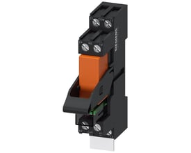 Siemens RT3 stikbensrelæ med 1 CO kontakt, 230V, rød LED og modelnummer LZS:RT3A4T30.