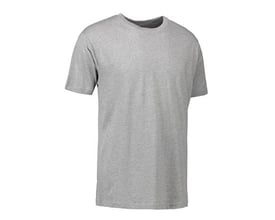 ID Identity Game T-shirt i grå melange med rund hals og korte ærmer, vist på hvid baggrund.