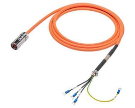 Siemens 10 meter orange power kabel med 4x 2.5 ledere og lige stik til motorer.