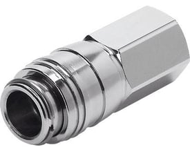Festo koblingsdåse KD3-1/4-I med selvlukkende funktion, 5mm nominel størrelse, af kromfarvet metal.