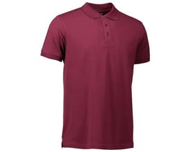 ID Identity polo shirt i bordeauxrød i størrelse XL, fremstillet i piquékvalitet med stretch og tre knapper.