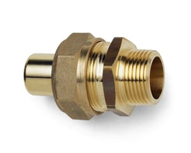 IMI TA-PX klemrings overgangsnippel i messing til 20x2,0 mm PEX-rør med udvendigt ½" gevind.