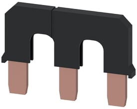 Siemens 3-polet parallelstik uden tilslutningsklemme, model 3RT103, med tre kobberfarvede tappe og sort plasthus.