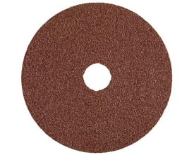 Tyrolit fiberrondel basic, 115 mm og K16, set forfra med brun slibeflade og rundt centerhul.