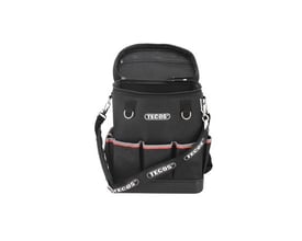 Tecos værktøjstaske rygsæk/spand i sort kraftigt nylon med flere udvendige lommer og justerbare skulderstropper.