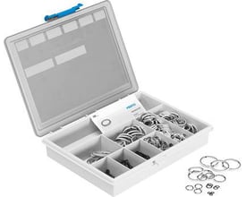 Festo OK-S1 tætningsringssortiment i hvid plastkasse med flere rum, inklusiv løse ringe ved siden af.