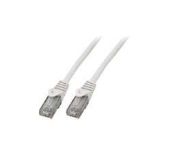 Coferro patchkabel med RJ45-stik, 15 meter, Cat6 UTP i hvid farve, vist isoleret på hvid baggrund.