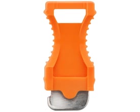 Siemens isolerstik i orange med "click-in" tilslutning til 2,5-4 mm² ledere på en hvid baggrund.