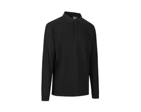 ID Identity sorte poloshirt med lange ærmer i størrelse 6XL, har brystlomme og knaplukning.