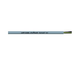 Gråt Olflex 191 kabel fra Lapp med teksten 'LAPP KABEL STUTTGART ÖLFLEX® 191' og synlige farvede ledere i enden.