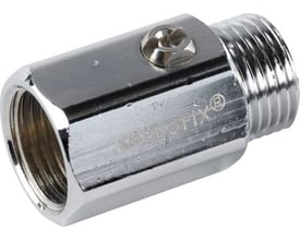 Broen BALLOFIX kuglehane 3/4" i blank krom med muffe/nippel gevind og kærv til nøglebetjening.