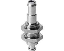 Festo ESH-HA-2-PK holder til vakuumsuger i metal med vakuumtilslutning foroven og sekskantmøtrikker.