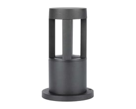 En sort V-TAC 10W væglampe i aluminium med et moderne, cylindrisk design og synlige lodrette sprosser.