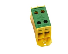 Katko klemme KL2x50PE gul/grøn til Al/Cu kabler 2,5-50 mm² med tydelig mærkning af spænding og kabeltyper.