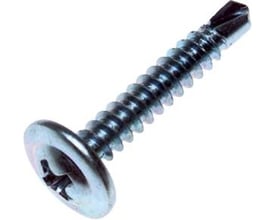 Elforzinket profilskrue på 4,2 x 30 mm med fladt hoved med krave, Phillips-kærv og synlig borspids.