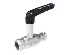 VSH Xpress FZ kuglehane i forzinket stål med 3/4" muffe-press og 22 mm tilslutning, udstyret med høj spindel og grønt håndtag.