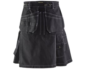 Blåkläder Workwear håndværker kilt i sort, størrelse C54, med hvid syning og mange praktiske lommer.