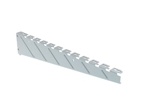 Legrand konsol CB 600 ZM i zinkmagnesiumbelagt stål, med 637.7 mm længde og et mørkt, reflekterende finish.