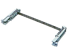 Fibox DIN64 symmetrisk DIN-skinne profil i lysegrå RAL 7035, med integreret skinne og monteringsclips, på hvid baggrund.