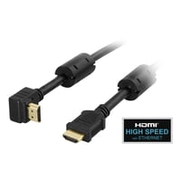 DELTACO HDMI kabel, HDMI High Speed med Ethernet, vinklet HDMI Type A