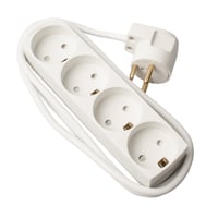 Stikdse T13, 4 udtag med jord, 1,5 meter, hvid