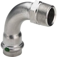 G1 Sanpress Inox, 35 mm x 1″ overgangsbjning 90, presmuffe/nippel (R) – Viega