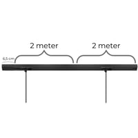 4: Square lampeskinne til loft til nedh?ngte lamper (pendler), til 3 lamper, endetilslutning, sort, 4 meter
