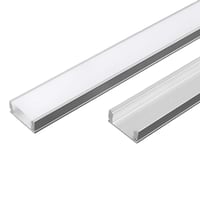 2m Alu profil til LED strips, sølv - Inkl. diffuser, 2000x17,4x7mm, IP20, til overflademontering