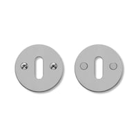 Ngleskilt, massiv, m/skr-40, l18, massiv roset 50x2mm, rustfrit stl, brstet