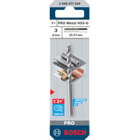Bosch HSS-G metalbor, 3,0 x 61 mm, 2 stk.