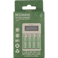 Ultimate Ni-Mh USB oplader, med 4 x AA batterier