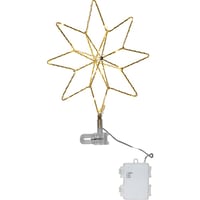 Topsy udendørs topstjerne med lys til batteri med klips, 30 cm, 23 cm, 6 cm, Guld, Varmt hvidt lys - Nordtronic