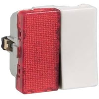 LK FUGA - Afbryder 1-polet med r?d LED halvmodul lampe (til f.eks. ledelys), 1 modul, lysegr?