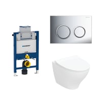 Geberit Duofix Omega 82 cm toiletpakke inkl. Ifö Spira Modern væghængt toilet inkl. toiletsæde, Omega20 round: Krom (matkrom detaljer) trykknap