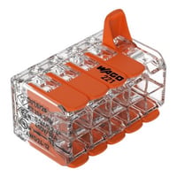 Wago Samlemuffe 10x0,2-4 mm² Transparent m/vippepal, 221-420, Pakke á 15 stk.