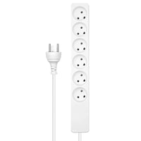 Danish stikdse, 6-vejs, hvid, med 15 meter EDB kabel